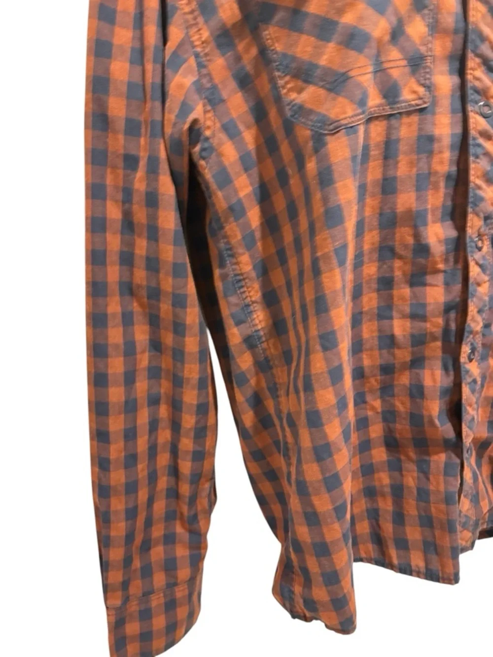 THE NORTH FACE Men’s Checkered Burnt Orange Blue Button Up Top Size Medium